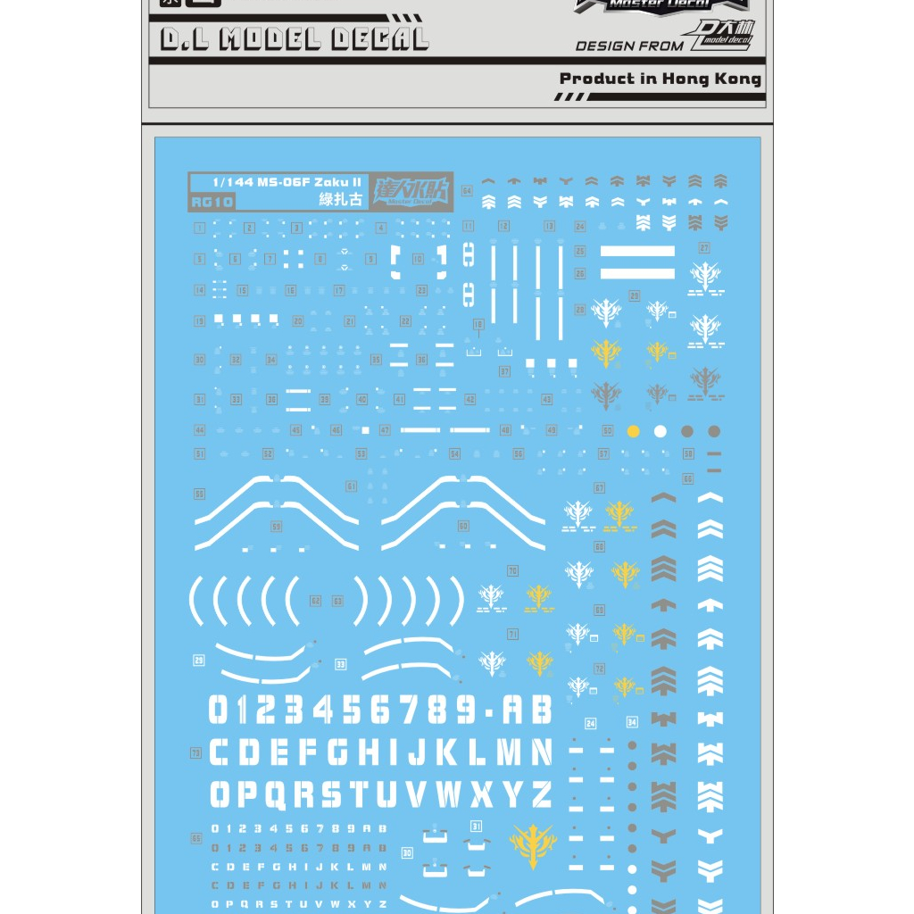 PHỤ KIỆN MÔ HÌNH - DECAL NƯỚC CHO MÔ HÌNH RG 1/144 MS-06F ZAKU II (RG10)