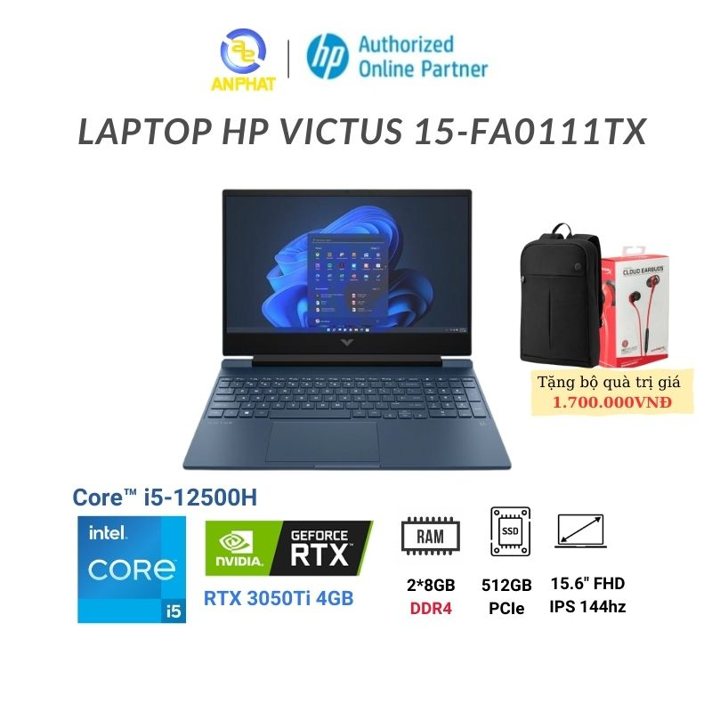 Laptop HP VICTUS 15-fa0111TX (Core™ i5-12500H & RTX 3050Ti 4GB)