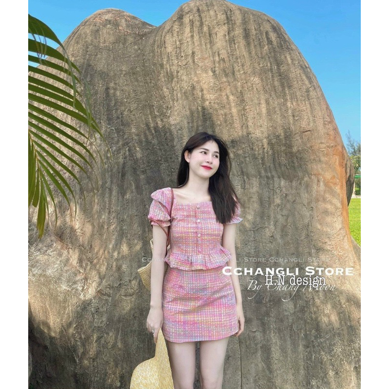 Set áo bèo chân A hồng hàng QC (k phải hàng việt may lại)