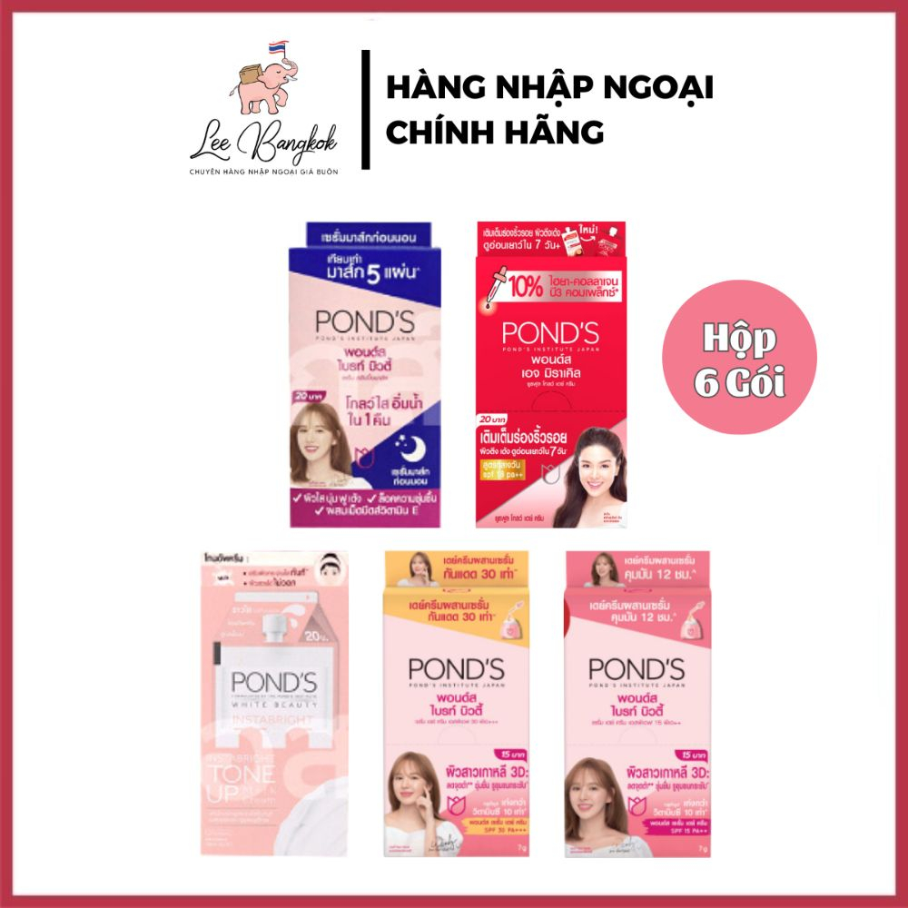 Hộp 6 Gói Kem Dưỡng Trắng Sáng Da, Chống Nắng Ponds Bright Beauty Thái Lan 7g