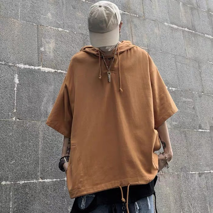 Áo thun tay lỡ unisex nam nữ đều mặc được, CÓ MŨ phong cách streetwear đủ màu, size 40-85kg,Uzangshop