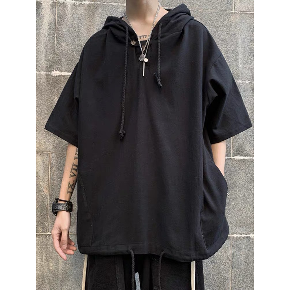 Áo thun tay lỡ unisex nam nữ đều mặc được, CÓ MŨ phong cách streetwear đủ màu, size 40-85kg,Uzangshop