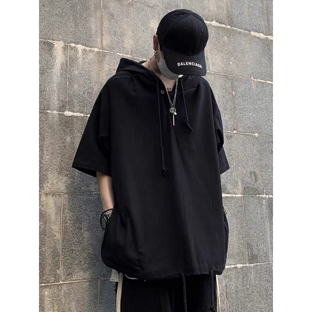 Áo thun tay lỡ unisex nam nữ đều mặc được, CÓ MŨ phong cách streetwear đủ màu, size 40-85kg,Uzangshop