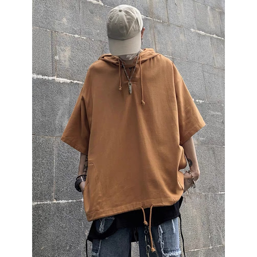 Áo thun tay lỡ unisex nam nữ đều mặc được, CÓ MŨ phong cách streetwear đủ màu, size 40-85kg,Uzangshop
