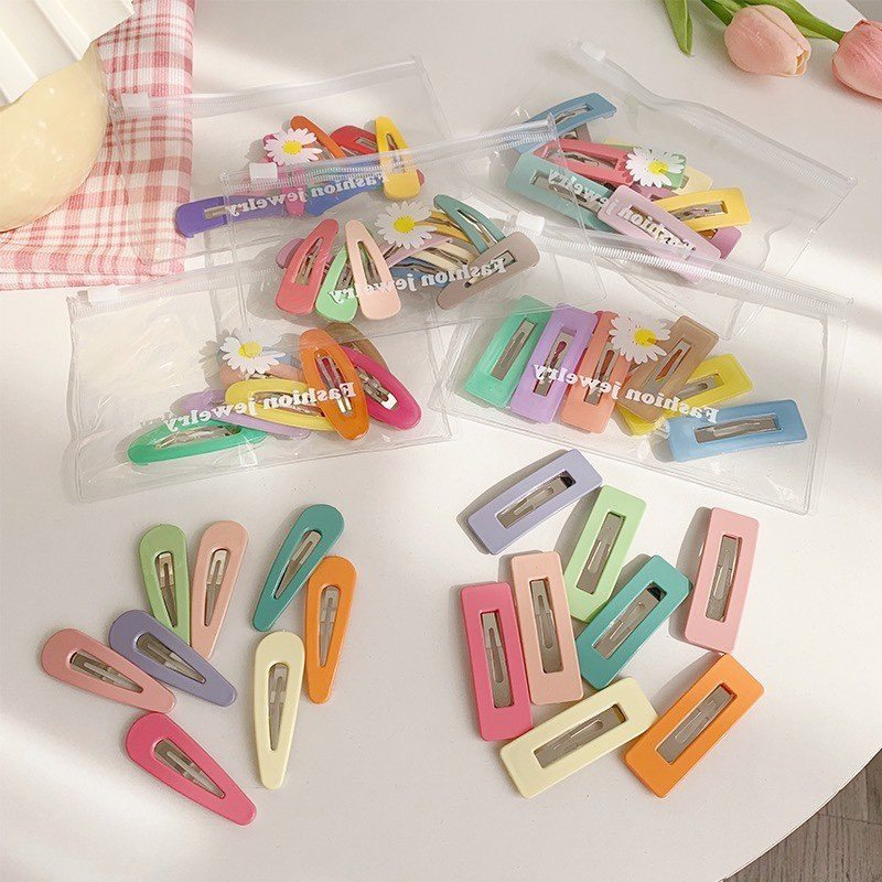 Kẹp tóc mái, set 8-10 cặp tóc bấm, cặp tách phong cách Hàn Quốc màu candy dễ thương cho bé gái