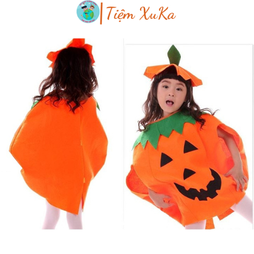 Bộ Trang Phục Hóa Trang Halloween Hình Quả Bí Ngô Kèm Mũ