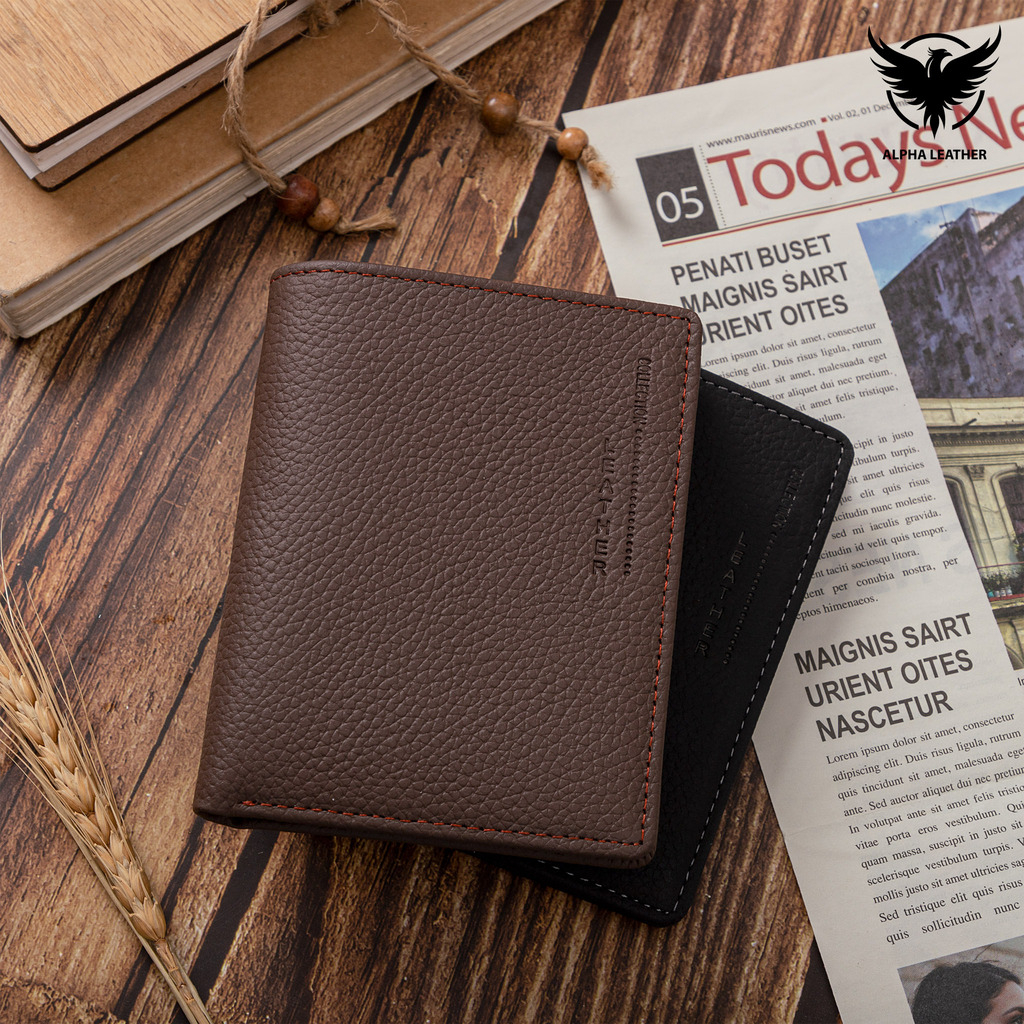 Ví Da Đứng Gập Đôi - Bóp Ví Dáng Đứng Da bò Mehico cao cấp siêu bền - AlphaLeather 05