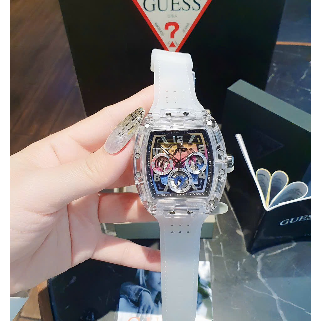 Đồng Hồ Nam Guess GW0499G3, Dây Cao Su Màu Trắng  , Size 44mm