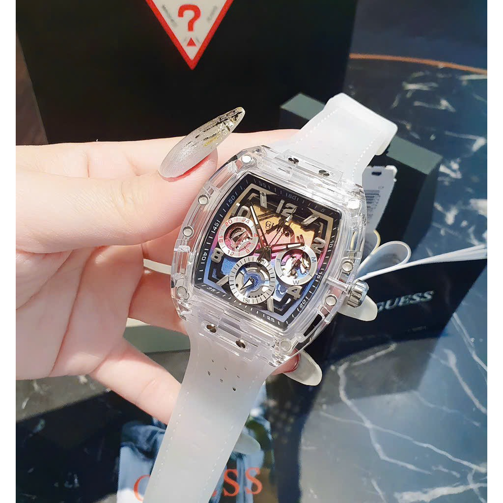 Đồng Hồ Nam Guess GW0499G3, Dây Cao Su Màu Trắng  , Size 44mm