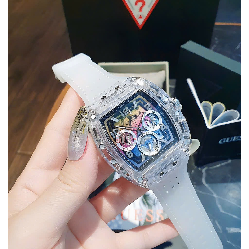 Đồng Hồ Nam Guess GW0499G3, Dây Cao Su Màu Trắng  , Size 44mm