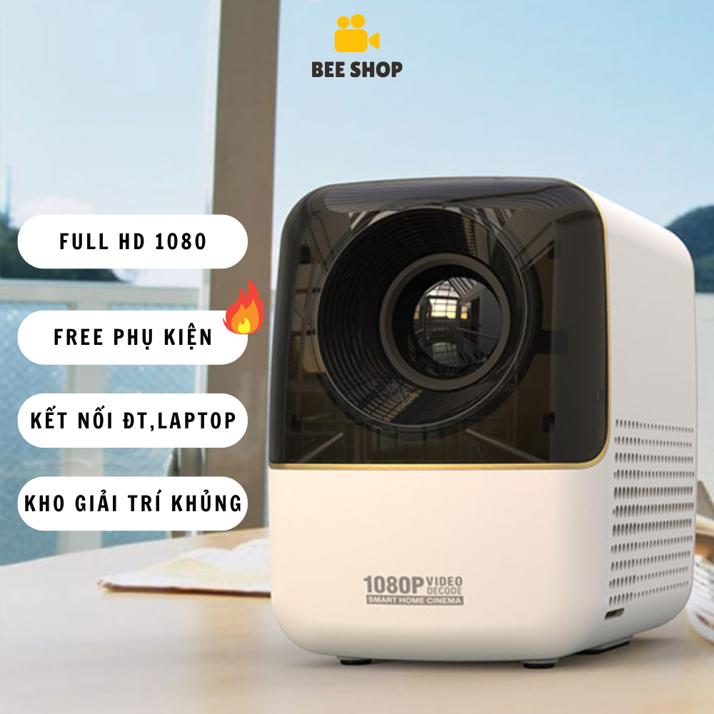 Máy Chiếu Mini Xem Phim Tại Nhà H1 Có Thể Kết Nối Điện Thoại, Máy Tính Chất Lượng HD 1080p Beemi Official B204
