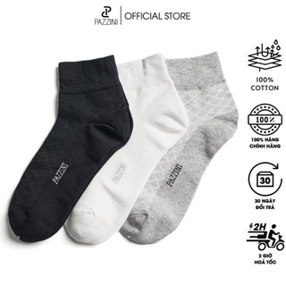 Tất vớ nam nữ cổ trung trơn PAZZINI vải cotton cao cấp, thoáng khí, khử mùi hiệu quả - VT001.
