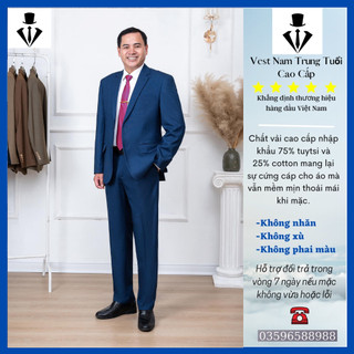 Bộ Vestton Nam Trung Niên, Vest nam Trung Niên cao cấp, hàng xuất khẩu ( Tặng Calavat )