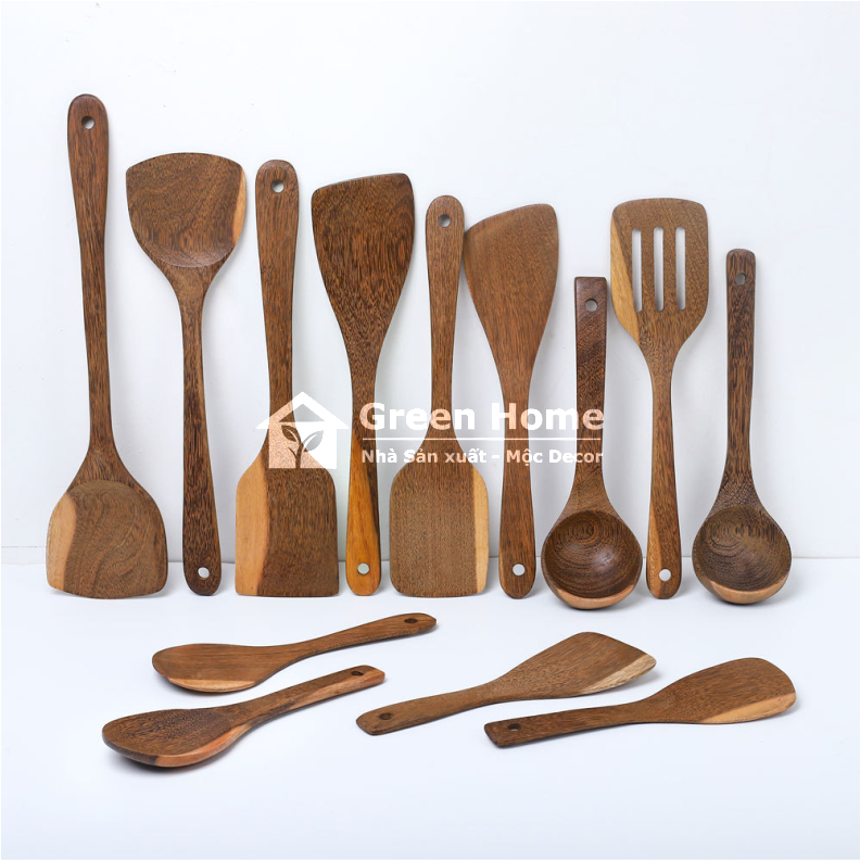 Bộ Muỗng Xẻng Gỗ Walnuts Tự Nhiên 100% Hàng Xuất Khẩu Phong Cách Hàn Quốc, Dùng Để Nấu Ăn An Toàn Chất Lượng Cao