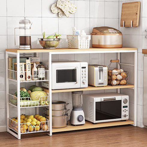Kệ lò vi sóng mặt gỗ MDF, khung sắt sơn tĩnh điện đa ngăn