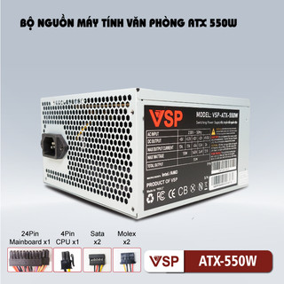 Nguồn máy tính vsp atx 550w kèm dây nguồn dùng cho máy văn phòng , hàng mới bh 24 tháng