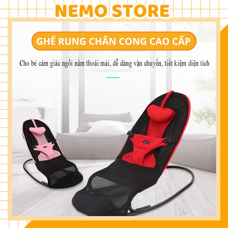 Ghế rung chân cong cao cấp cho bé sơ sinh nằm chơi, nôi trẻ em rung bập bênh đa năng