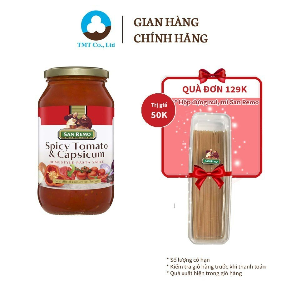 Sốt Mì Ý Cà Chua & Ớt Chuông San Remo 500g
