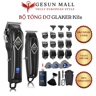 Bộ tông đơ cắt tóc nam chuyên nghiệp Glaker chính hãng hớt tóc chấn viền không dây Pin lâu, Màn hình LED Bảo Hành 3 năm