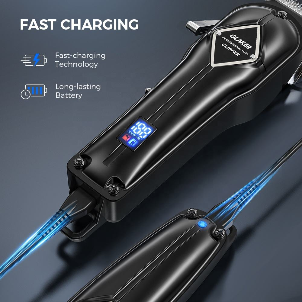 Bộ tông đơ cắt tóc nam chuyên nghiệp Glaker chính hãng hớt tóc chấn viền không dây Pin lâu, Màn hình LED Bảo Hành 3 năm