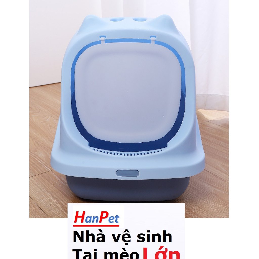 Nhà vệ sinh cho mèo tai mèo loại hộp kín cửa rất rộng,cho mèo đến 7kg kèm xẻng cát