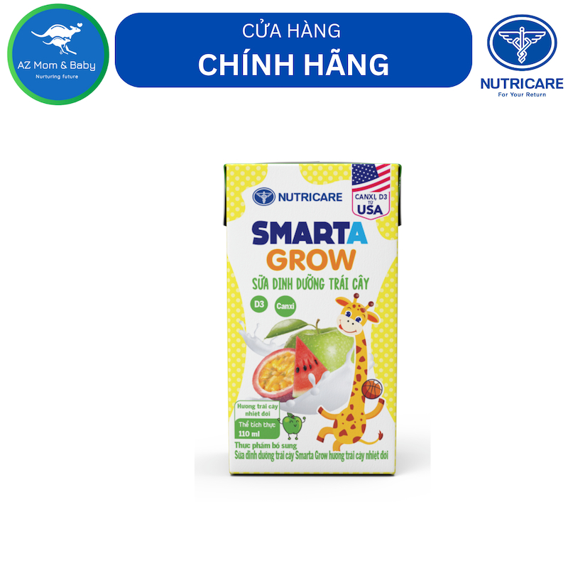 Thùng sữa Nutricare Smarta Grow hương Trái cây nhiệt đới (110ml x 48 hộp)