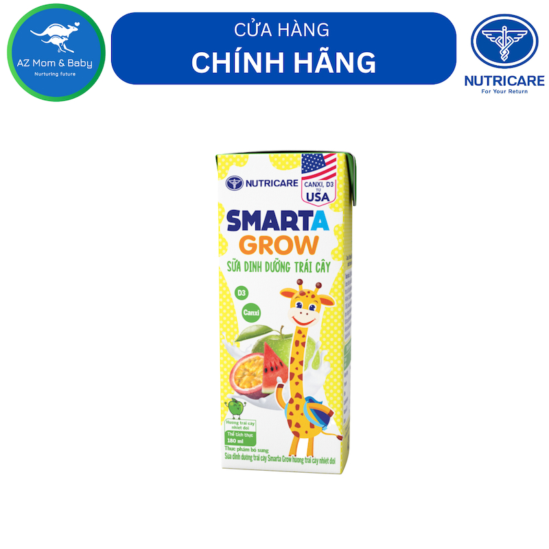 Thùng sữa Nutricare Smarta Grow hương Trái cây nhiệt đới (180ml x 48 hộp)