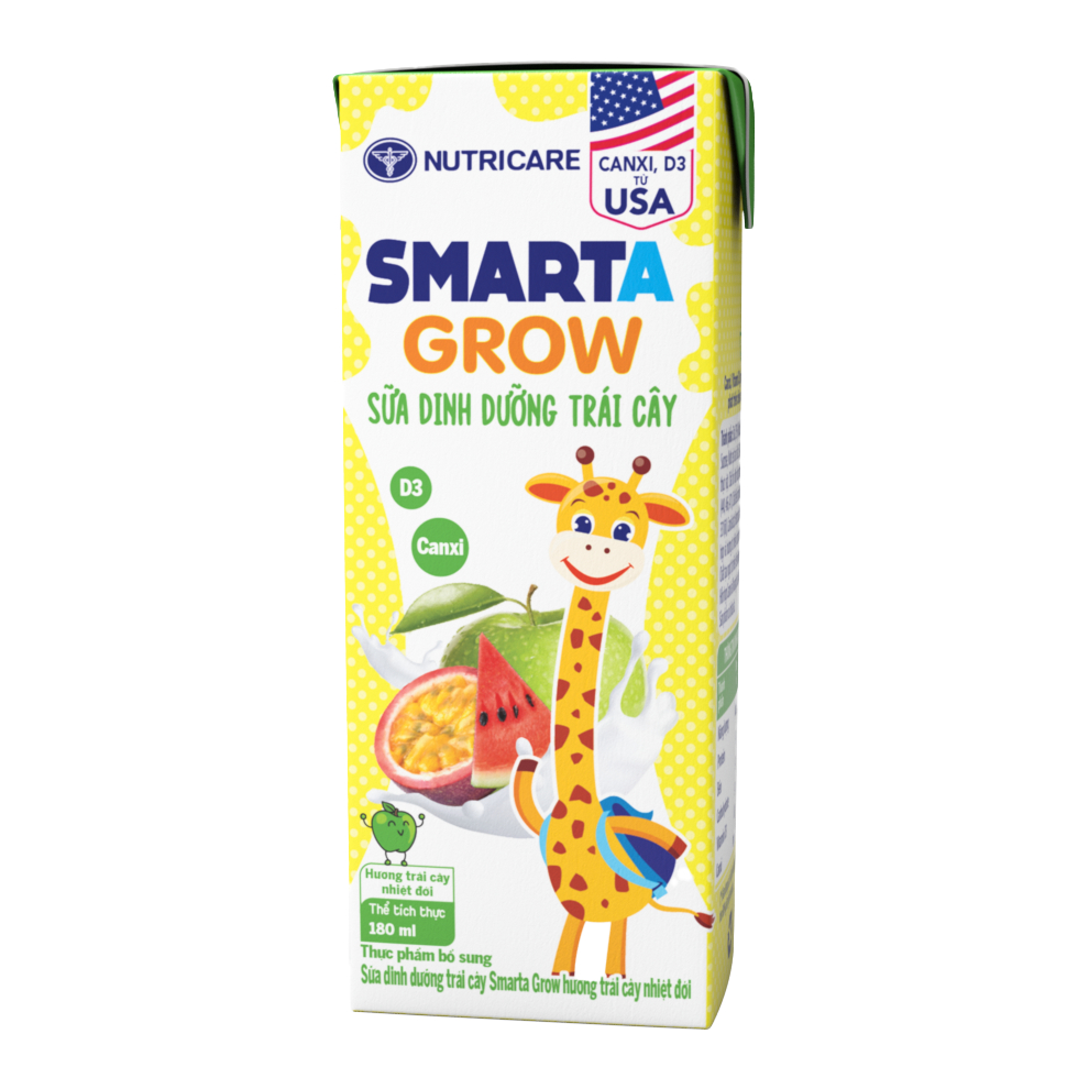 Thùng sữa Nutricare Smarta Grow hương Trái cây nhiệt đới (180ml x 48 hộp)