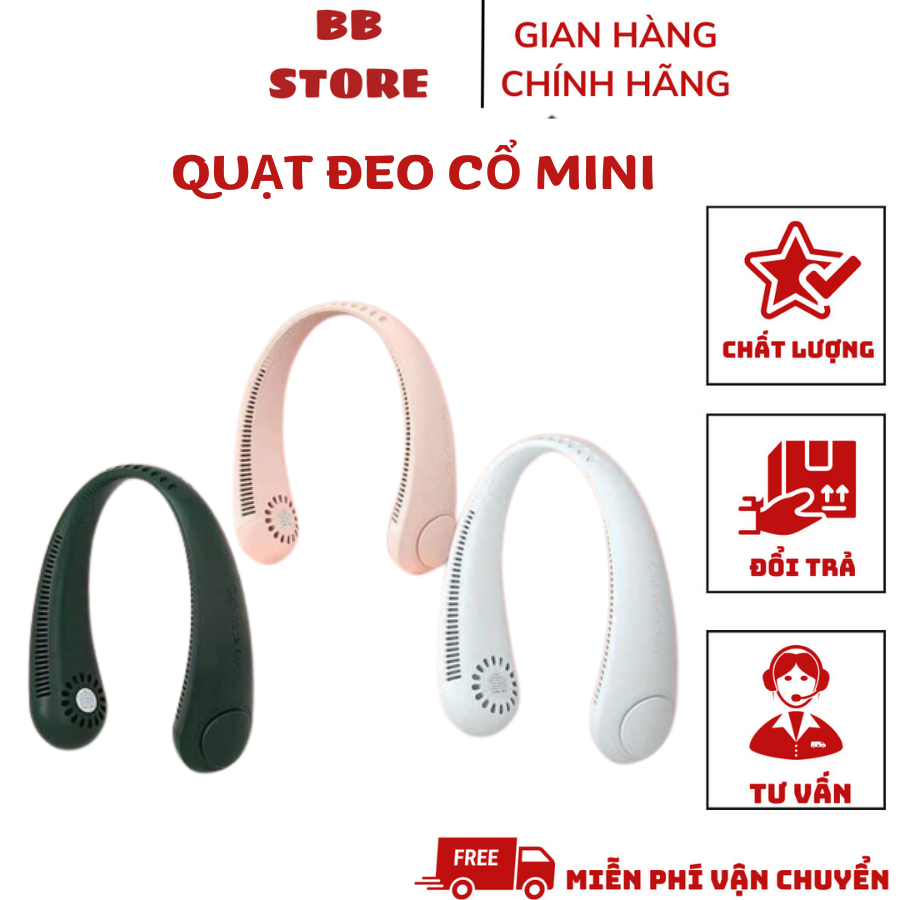 Quạt Đeo Cổ Tích Điện Mini Không Cánh Tiện Lợi, Quạt Quàng Cổ Parrot 3 Cấp Độ, Kiểu Dáng Thể Thao, Sạc USB - QC2
