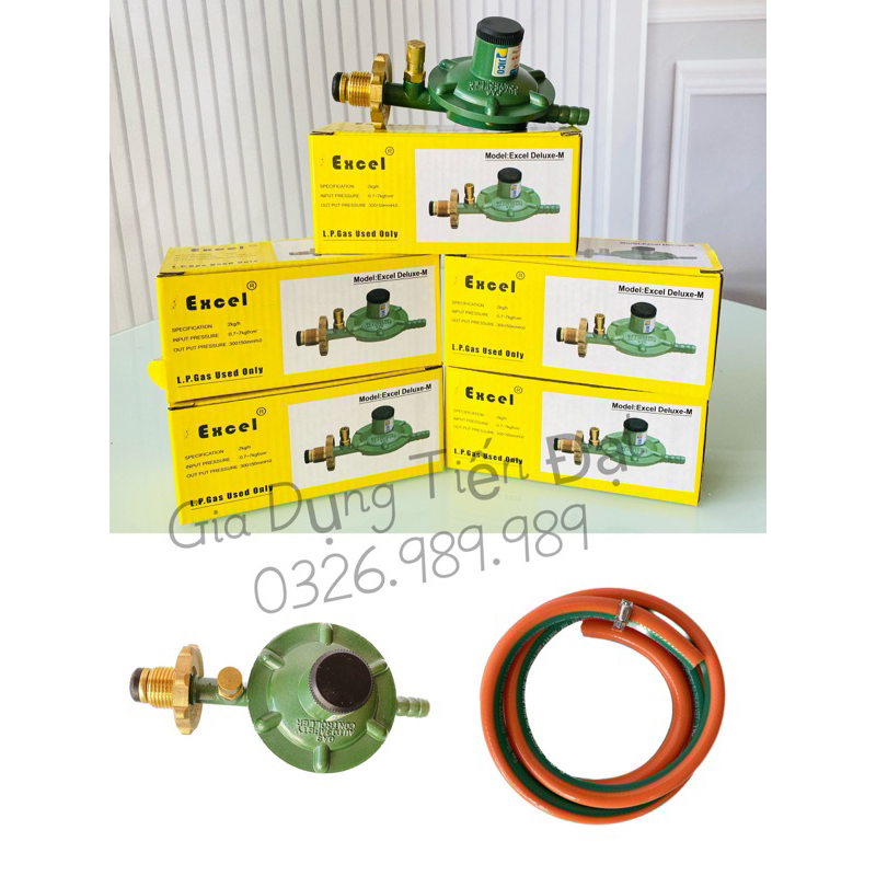 Bộ dây van bếp gas tự động ngắt gas an toàn phổ thông + tặng cổ dê ( lắp bình xám, các loại bình van ngang ren trong)