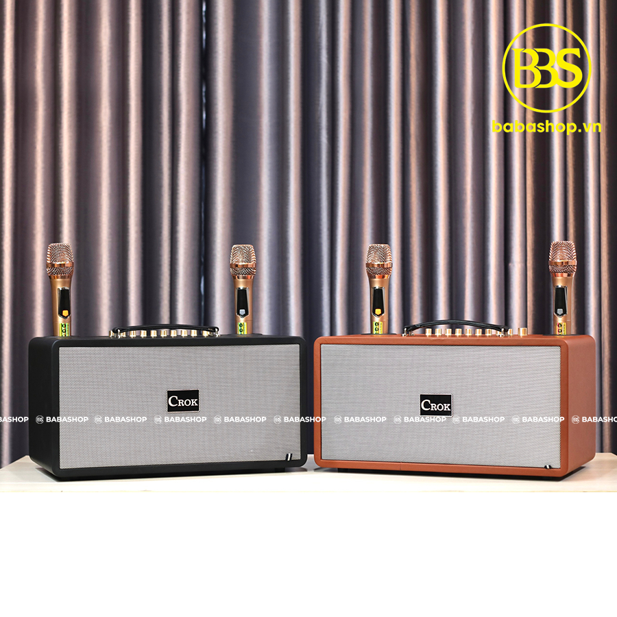 Loa Karaoke Xách Tay Crok C650S, Loa Công Suất Lớn Có Bassboost tăng Bass Cực Ấm + Kèm 2 Micro Hút Âm Hát Nhẹ