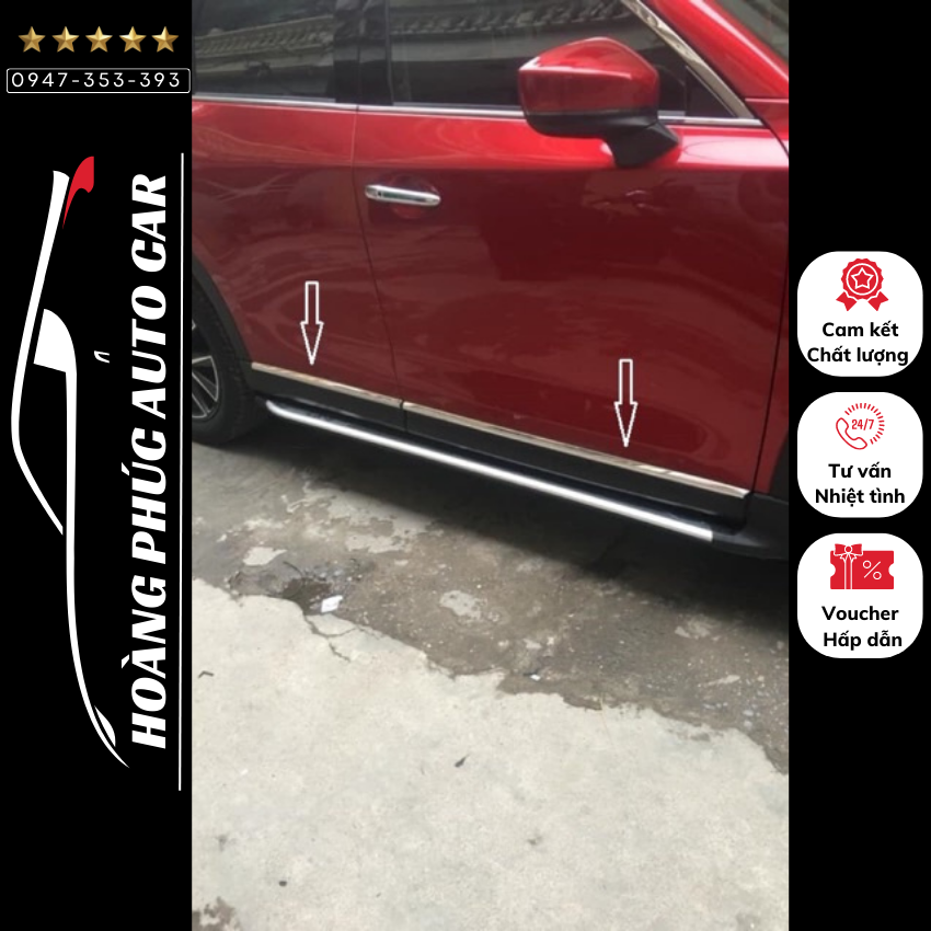 Nẹp sườn trang trí xe Mazda Cx-5 chất liệu inox cao cấp