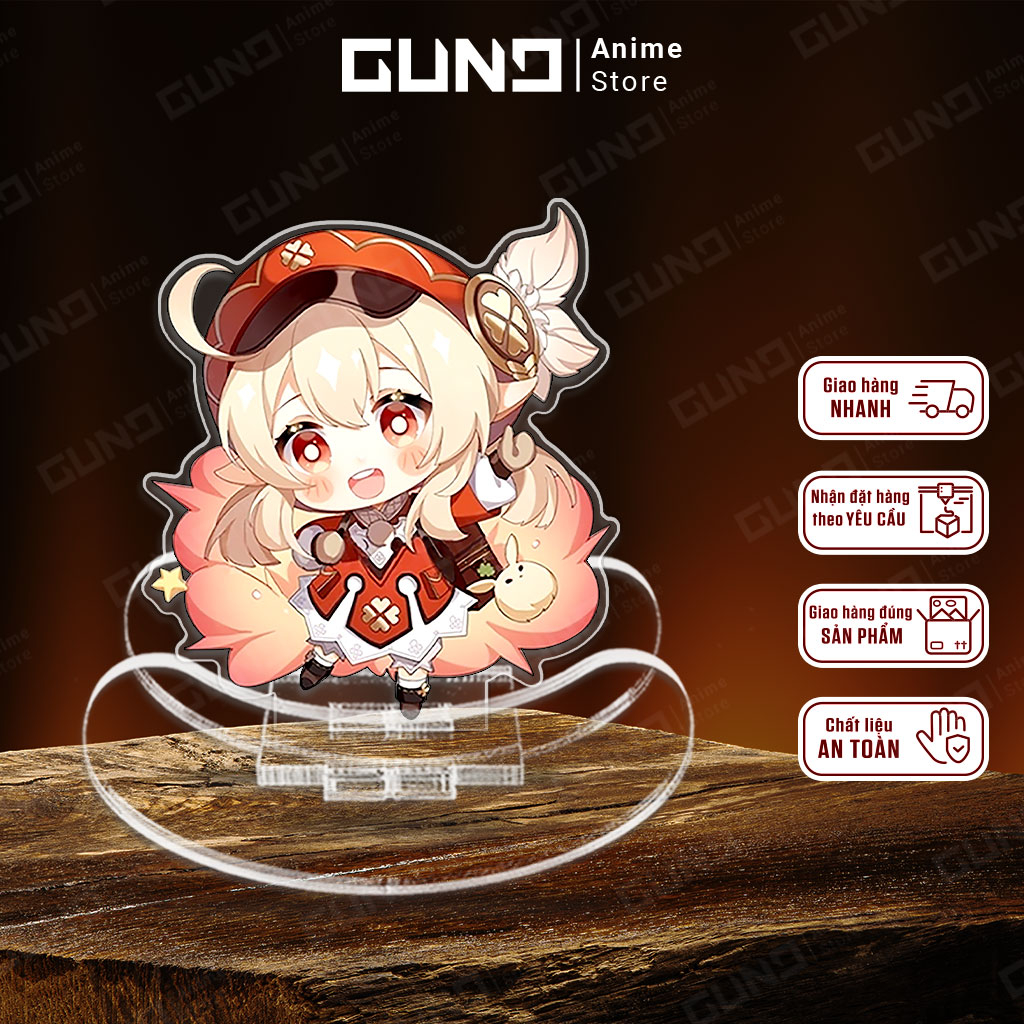Mô hình Standee lắc lư Genshin Impact nhựa Mica Acrylic Gund Anime chibi in 2 mặt trưng bày decor bàn học bàn làm việc