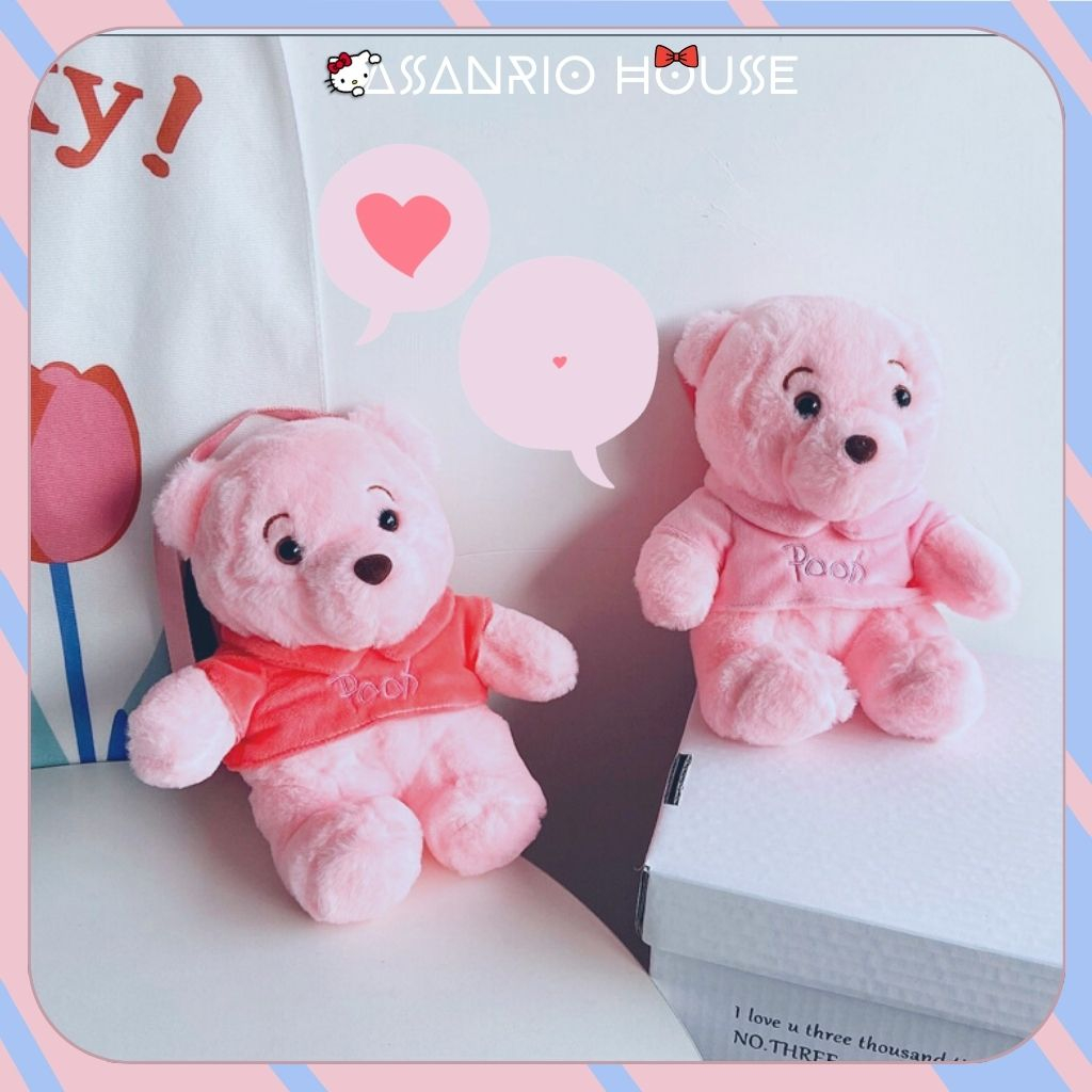 Balo Gấu Pooh Hồng Nhồi Bông Siêu Đáng Yêu, Balo Gấu Bông Thời Trang Lolita - Túi Gấu Bông ASANRIO HOUSE