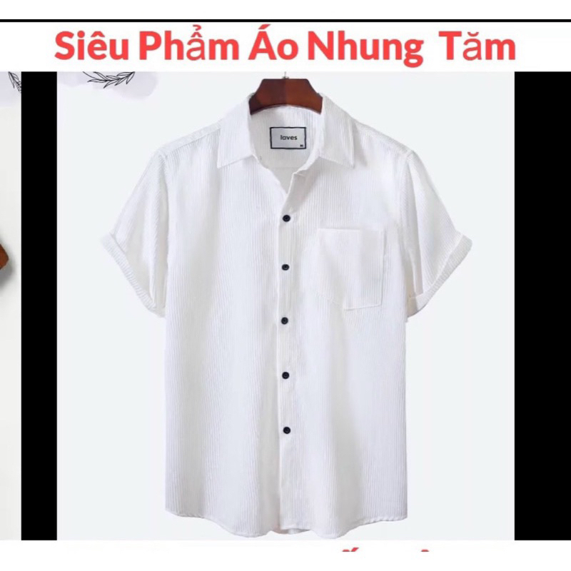 Áo sơ mi nhung tay ngắn from chuẩn đẹp 2 size L và XL Mẫu Hót