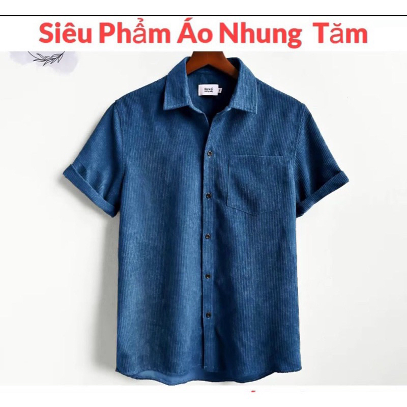 Áo sơ mi nhung tay ngắn from chuẩn đẹp 2 size L và XL Mẫu Hót