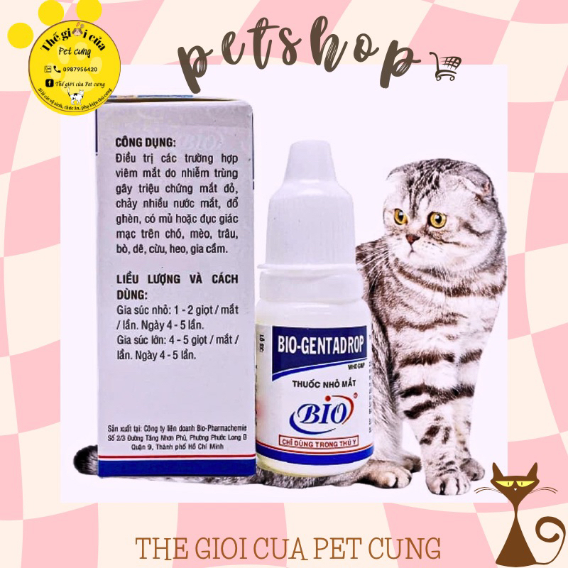 Nhỏ mắt BiO - GENTADROP cho chó mèo