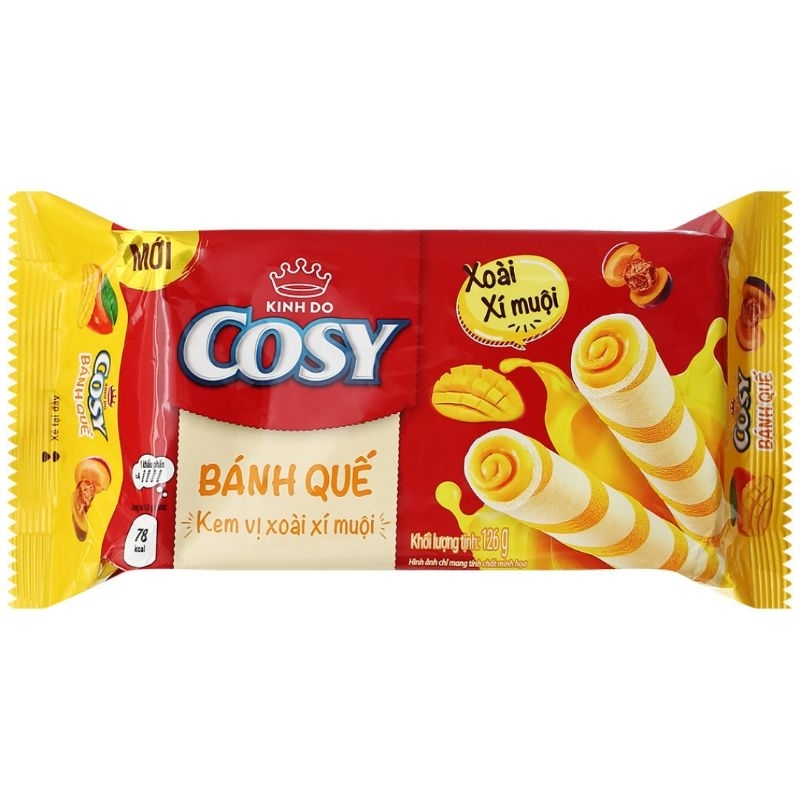 Bánh quế Cosy Kinh Đô gói 126g đủ vị xoài xí muội - dâu - socola - dứa