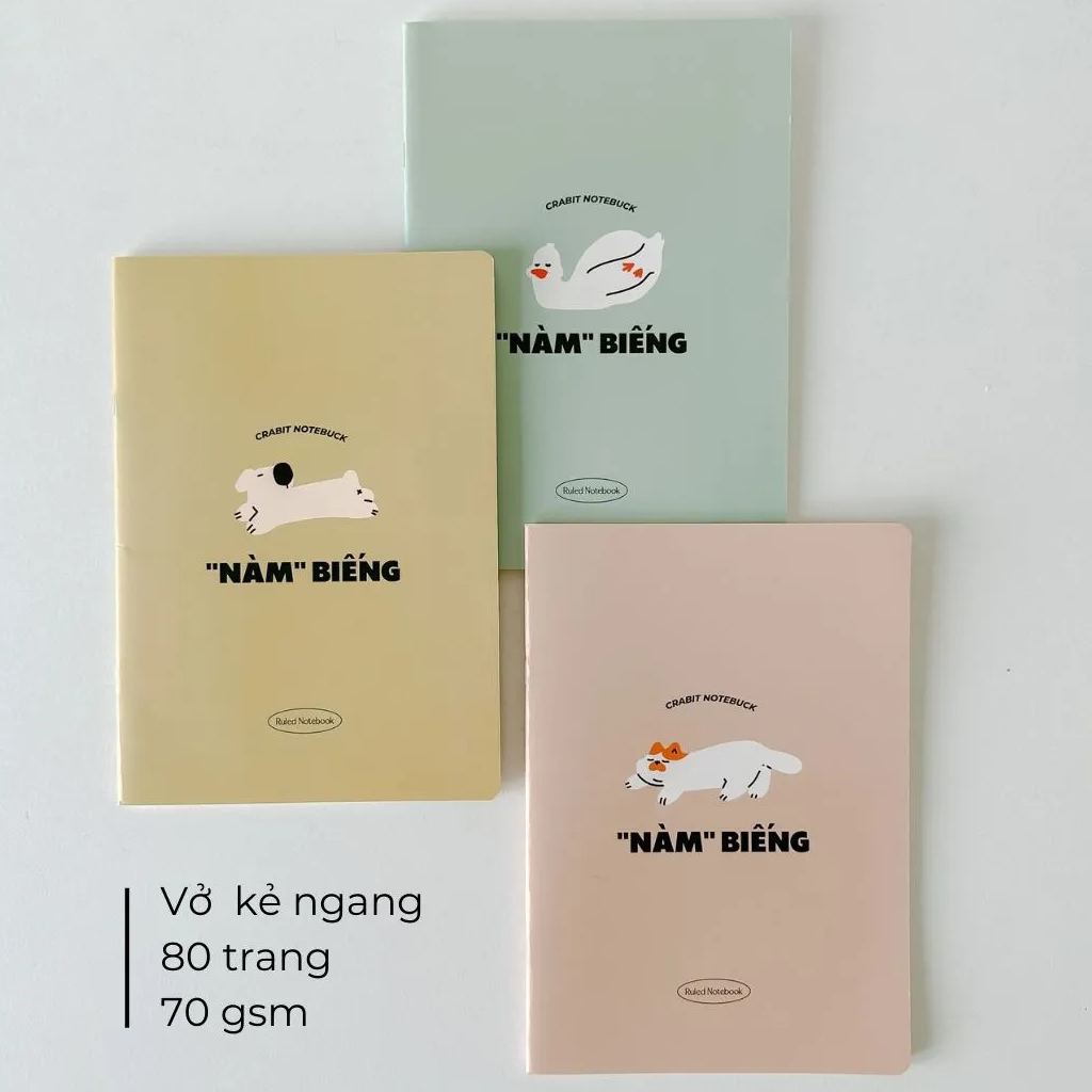 Vở Crabit Nàm Biếng kẻ ngang ô vuông 80 120 trang - Tập học sinh, sinh viên B5 70gsm