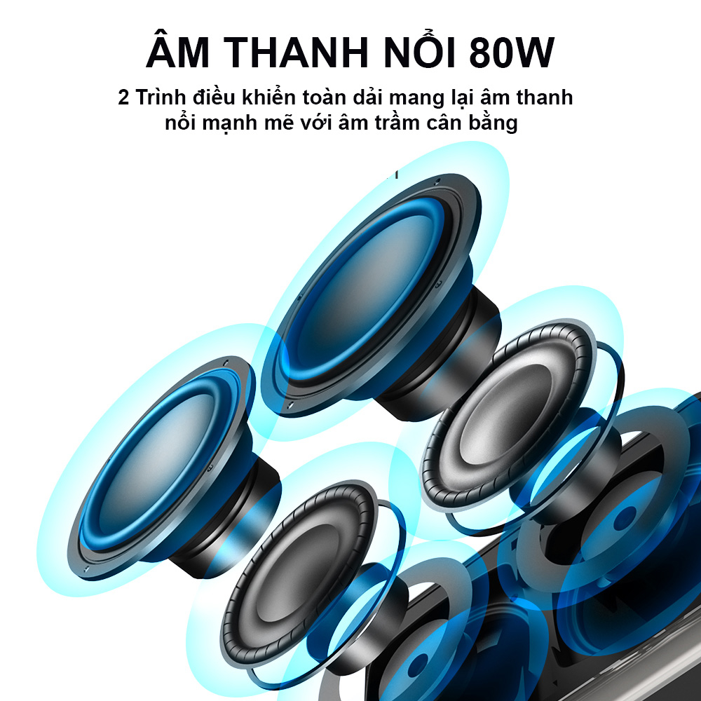 Loa Karaoke Bluetooth 5.3 Sounarc A1 + 2 Micro Không Dây Hát Karaoke, Công Suất 80W, Chống Nước IPX6 - Chính hãng