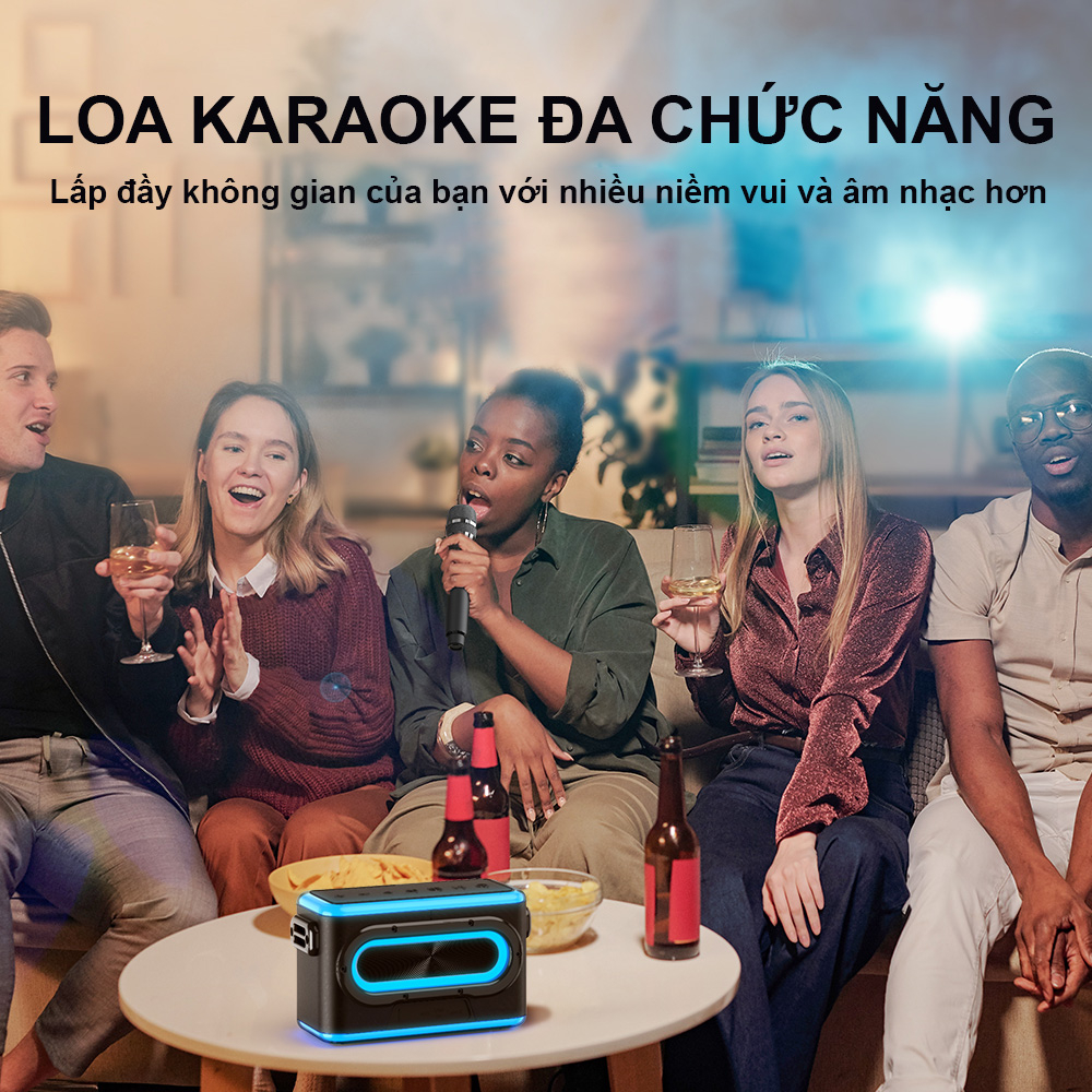 Loa Karaoke Bluetooth 5.3 Sounarc A1 + 2 Micro Không Dây Hát Karaoke, Công Suất 80W, Chống Nước IPX6 - Chính hãng
