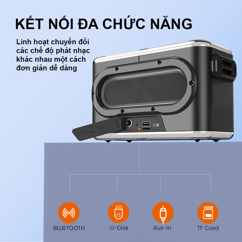 Loa Karaoke Bluetooth 5.3 Sounarc A1 + 2 Micro Không Dây Hát Karaoke, Công Suất 80W, Chống Nước IPX6 - Chính hãng
