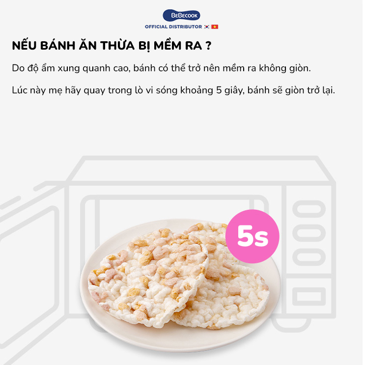 Bánh gạo cho bé ăn dặm BeBecook hình trái tim nhiều vị rau củ quả 15gr/gói