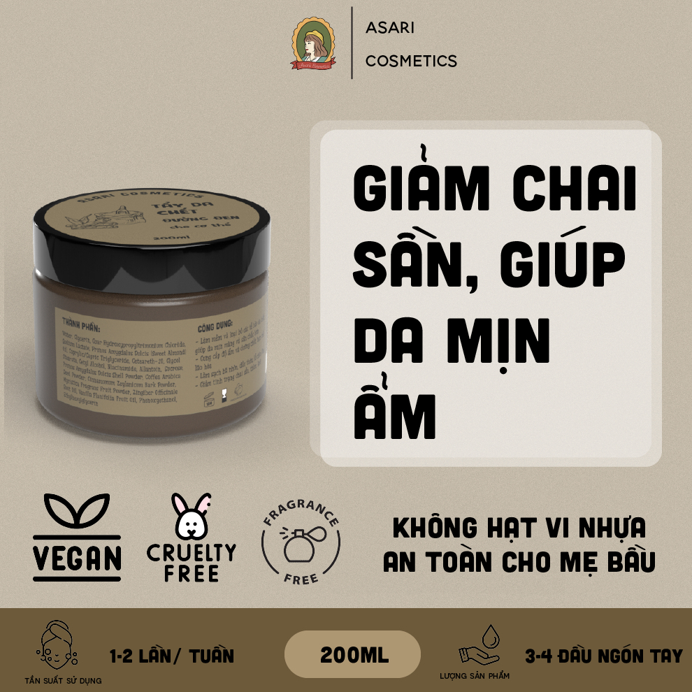 [30 - 500Ml] Tẩy Da Chết Đường Đen Cho Cơ Thể Asari Cosmetics