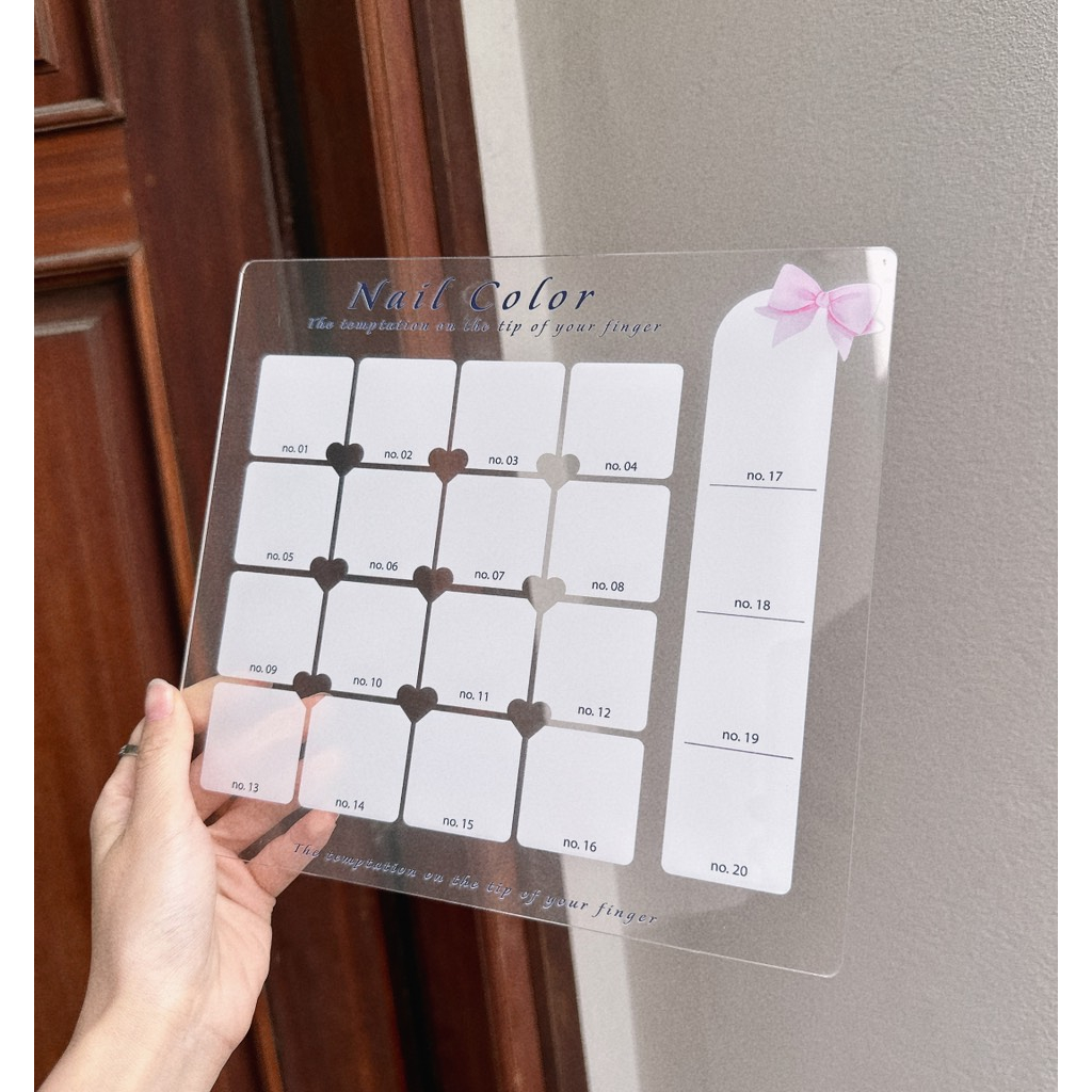 Bảng trưng bày móng mẫu - khung trưng bày móng mẫu - khung mica - Kèm chân sắt