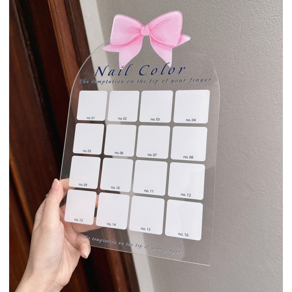 Bảng trưng bày móng mẫu - khung trưng bày móng mẫu - khung mica - Kèm chân sắt