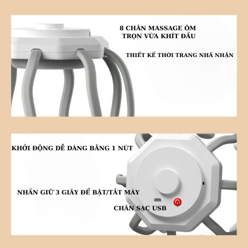 Máy massage đầu DAITASHI LM-080, mát xa 4 chế độ giảm mệt mỏi căng thẳng giúp ngủ ngon