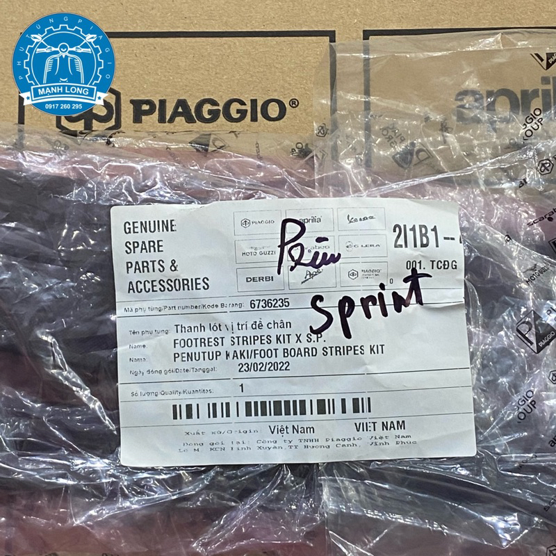 Bộ cao su sàn để chân Vespa Sprint - Vespa primavera