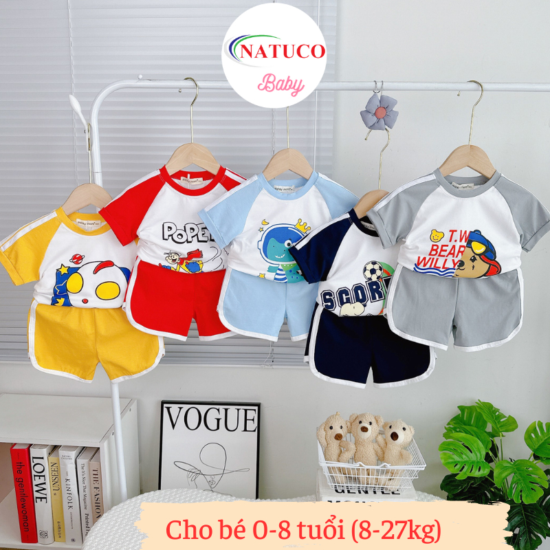 [Bé 0-8 tuổi] Bộ Cộc Tay Minky Mom Vải Cotton Mặc Hè Cho Bé Trai, Bé Gái 8-27kg, Thiết Kế Áo Raglan, Quần Bo-TN-IN171