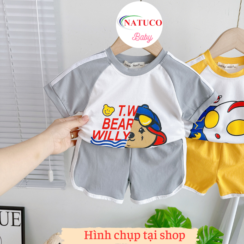 [Bé 0-8 tuổi] Bộ Cộc Tay Minky Mom Vải Cotton Mặc Hè Cho Bé Trai, Bé Gái 8-27kg, Thiết Kế Áo Raglan, Quần Bo-TN-IN171